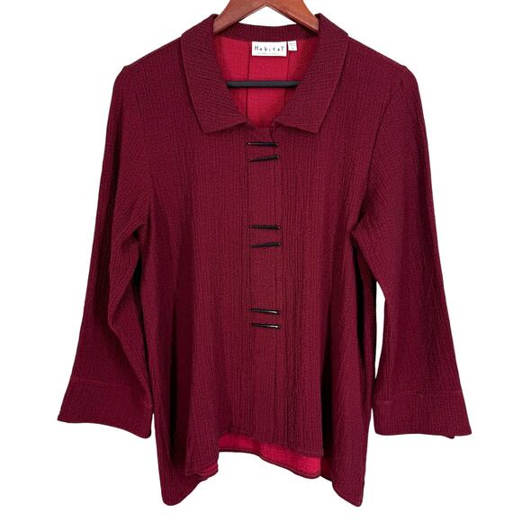 Habitat Tops - Habitat Small Wearable Art to Wear Red Christmas Blouse Shirt Top Artsy Unique